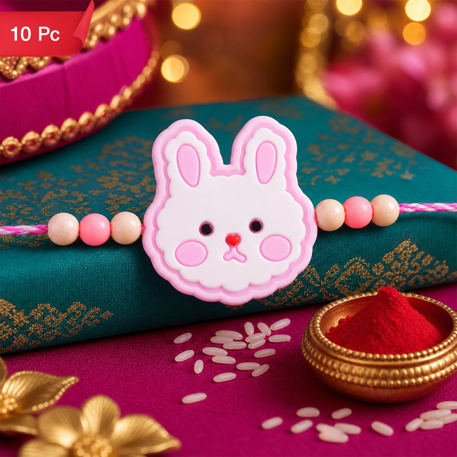 Bunny Character Kids Beaded Rakhi for Brother Designer Style (10pcs)