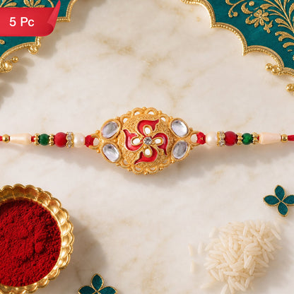 Swastik Designer Rakhi with Pearls for Raksha Bandhan Special (5pcs)