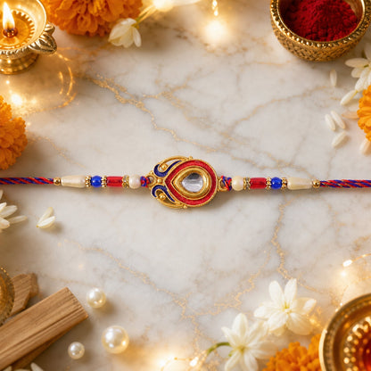 Kundan Stone Beaded Rakhi Classic Design for Raksha Bandhan (5pcs)