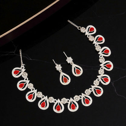 Rustic Oxidized Silver Emerald Scallop Choker Set