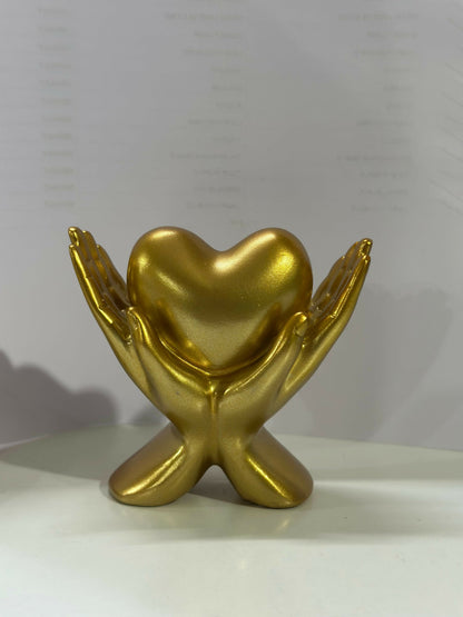 Heart Sculpture Showpiece with Hand Holder | Decorative Gift for Home & Office