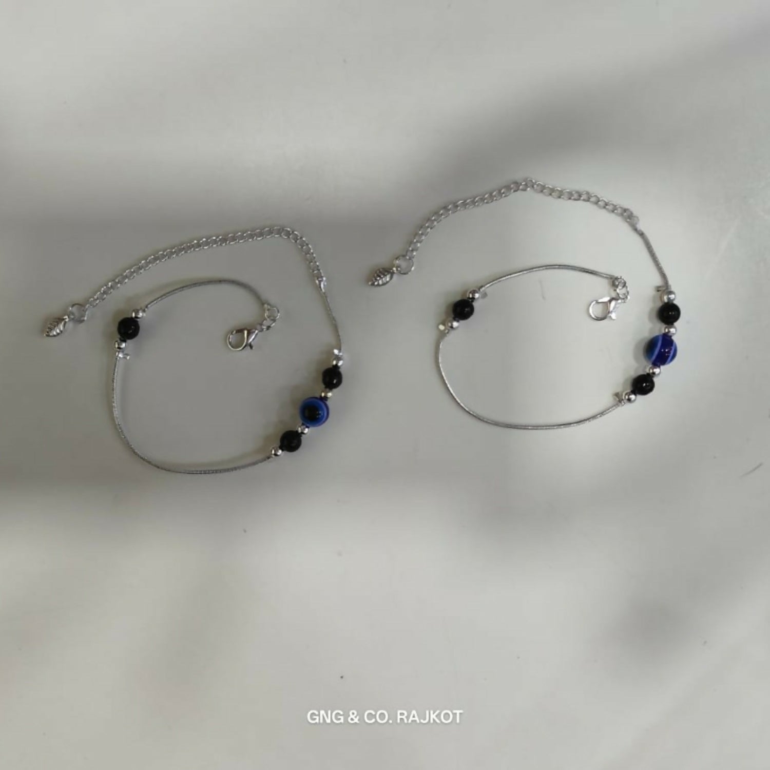 Elegant Silver-Plated Evil Eye Anklet Pair for Women