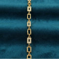 Gold Plated Geometric Bracelet with CZ Stone Square Link Design for Women