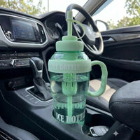 Water Bottle with Straw and Handle Portable Ice Tumbler Sipper Cup for Car Travel