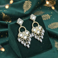 Elegant Gold-Plated Kundan & Pearl Chandbali Earrings