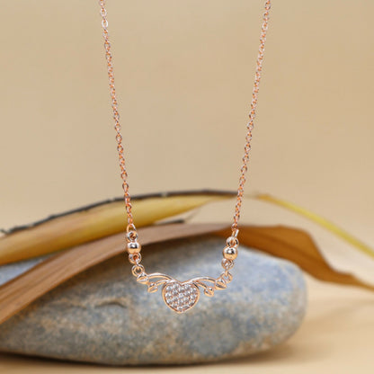 Rose Gold Plated Heart & AD Necklace for Women and girls
