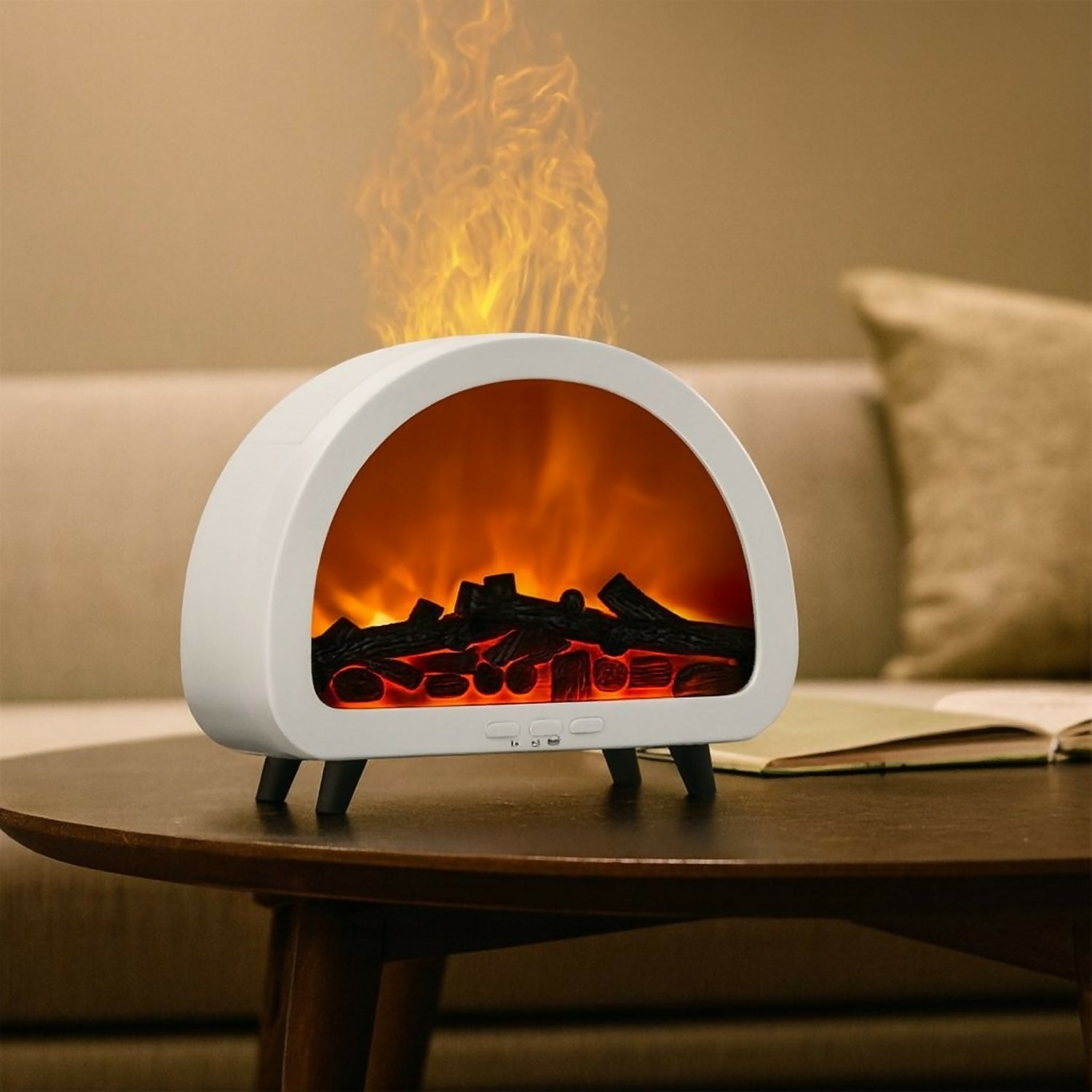 Flame Effect Fireplace Heater with Realistic LED Fire & Remote Control