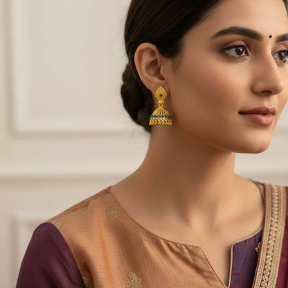 Classic Golden Jhumka Earrings | Ethnic & Festive Jewellery for Women