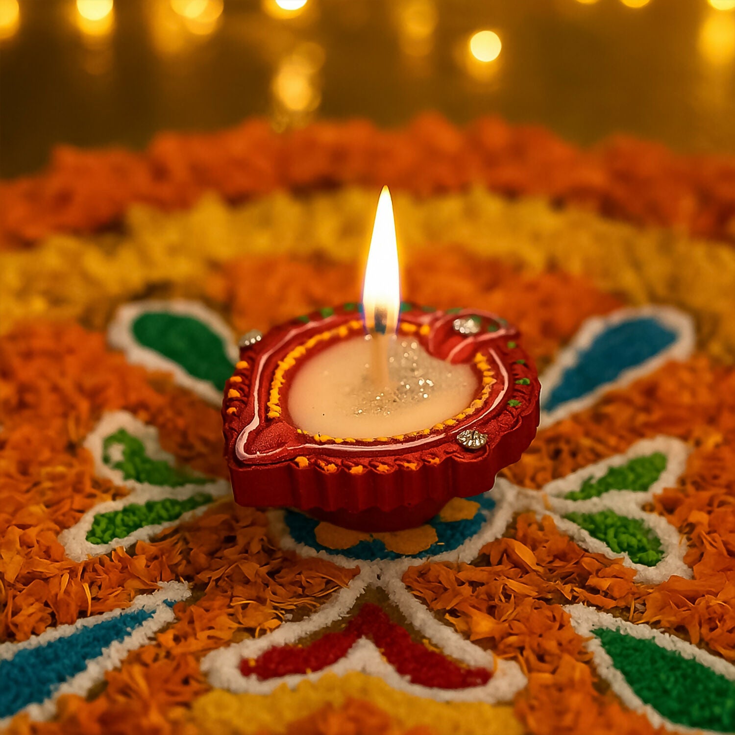 Handcrafted Decorative Wax Diya Set for Diwali & Festivals 6 pcs