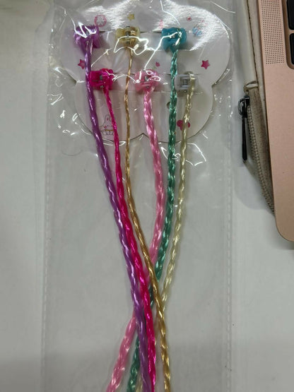 Kids Hair Braid Extensions with Clips | Fun Party Hair Accessories Pack of 6