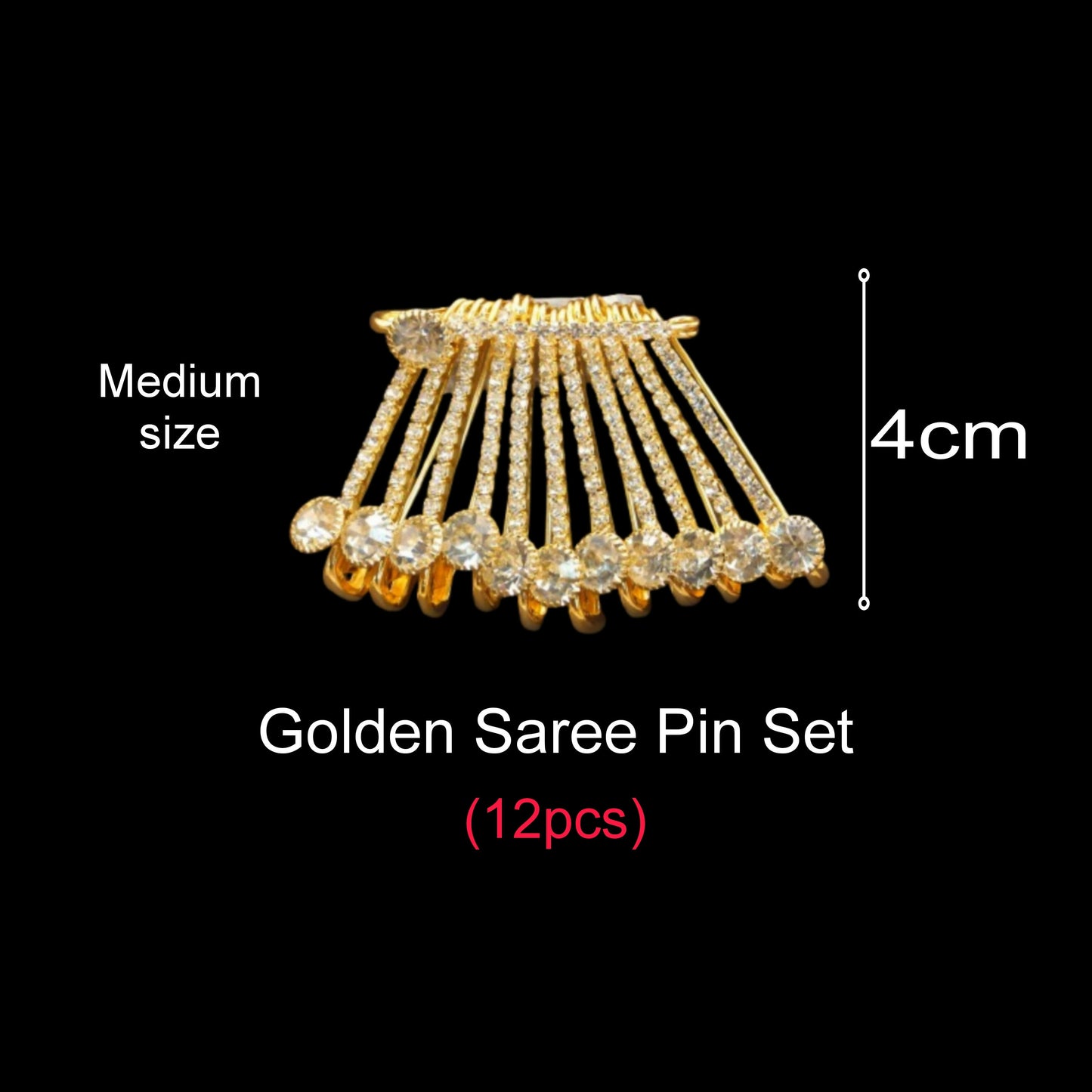 Luxury Crystal Saree Pin Brooch - Gold Tone Rhinestone Shawl Clip