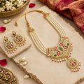 Traditional Golden-Plated Multi-Strand Pearl Necklace Set with Matching Chandbali Earrings | Indian Imitation Jewellery for Women