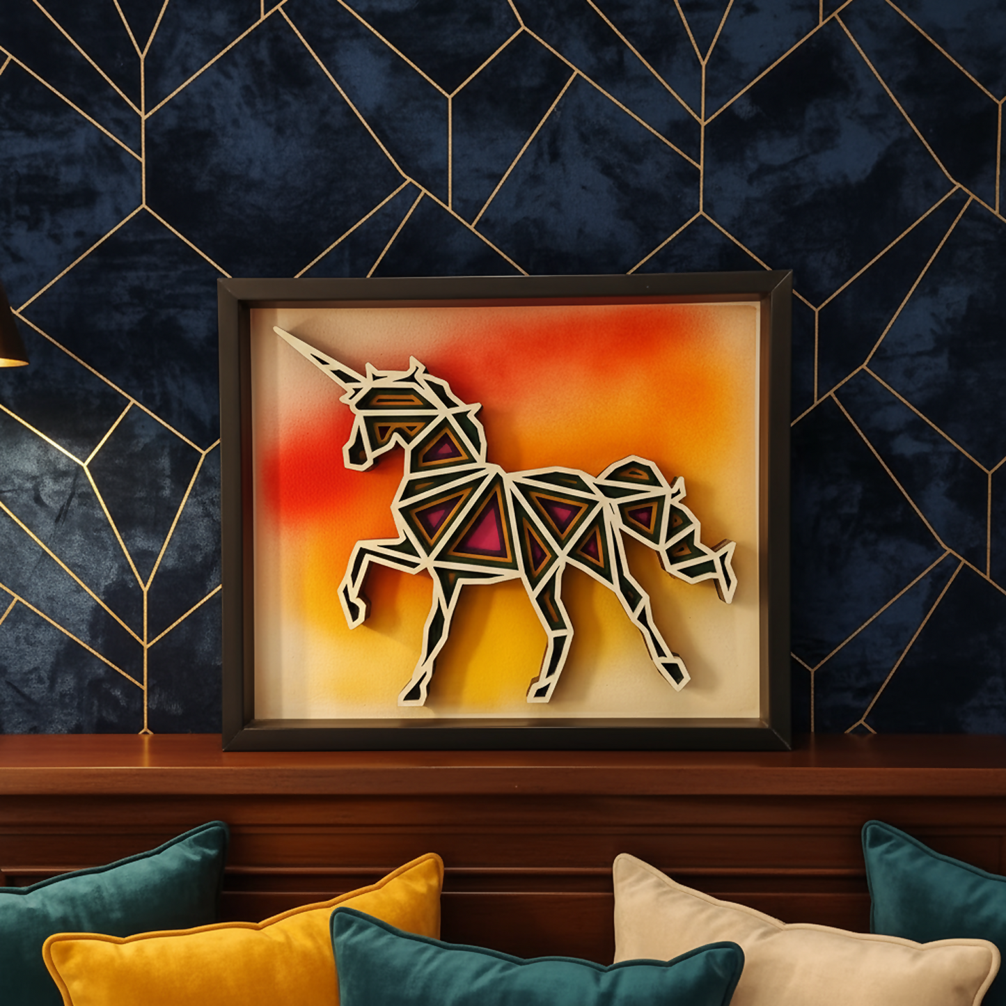 Handcrafted Multi-Layer Wooden Horse Wall Art – 3D Running Horse Design | Elegant Home Decor Frame | Premium Handmade Indian Artwork