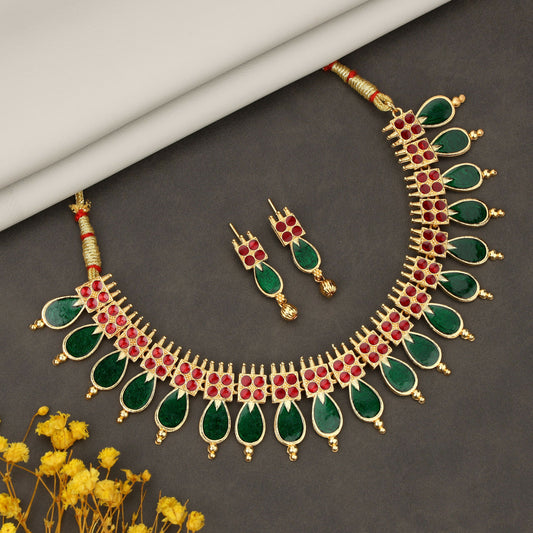 Four-Strand Faux Pearl Choker with Gold-Tone Floral Pendant