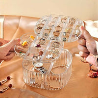 Multi-Layer Transparent Jewelry Organizer Box - Stackable & Rotating