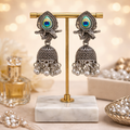 Oxidized Silver Peacock Jhumka Earrings – Traditional & Elegant