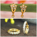 Gold Plated Flower Drop Huggie Earrings – Elegant Combo Pack