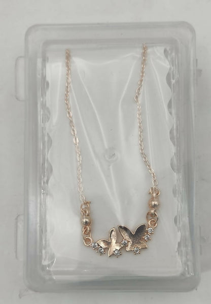 Rose Gold Double Butterfly Necklace | Dainty Zirconia Pendant