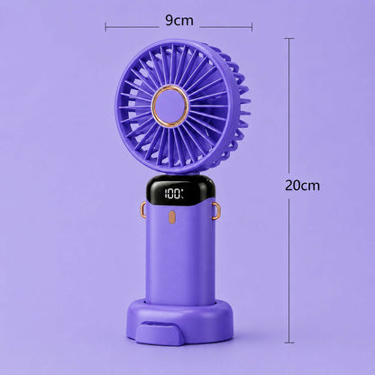 Portable Mini Neck Fan with LED Display & Desk Stand