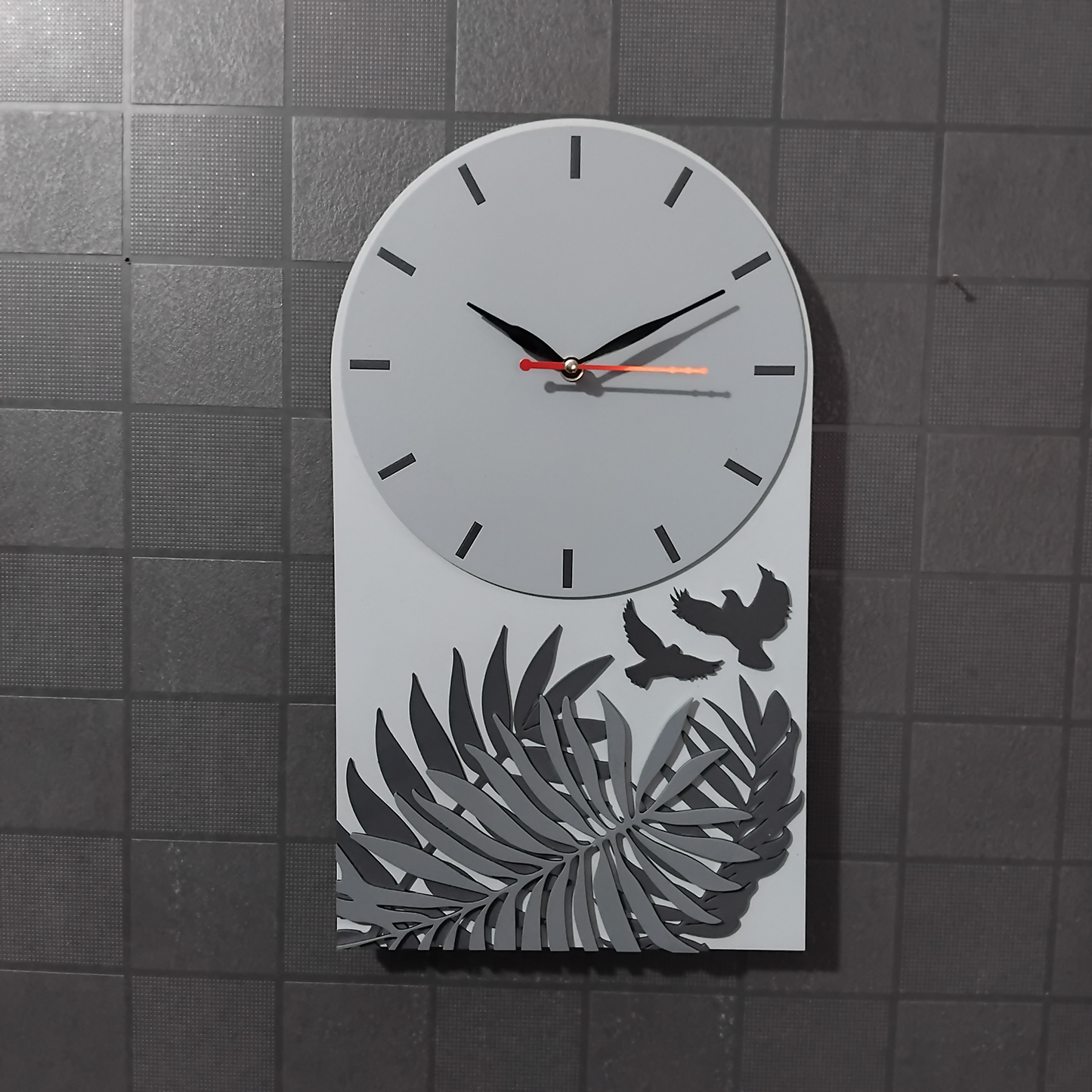 Plant Clock Grey 8