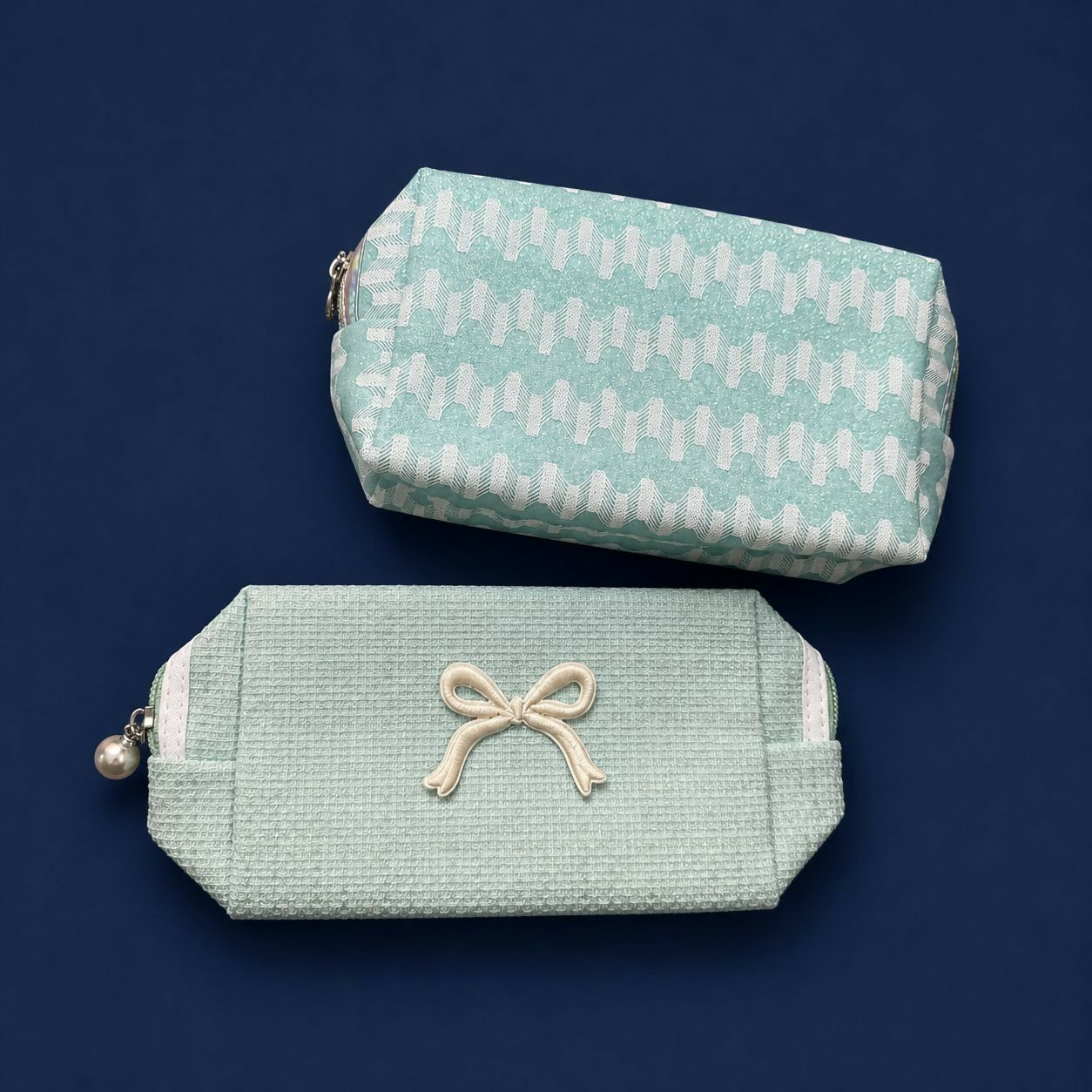 Compact travel organizer pouch with floral and embroidered design