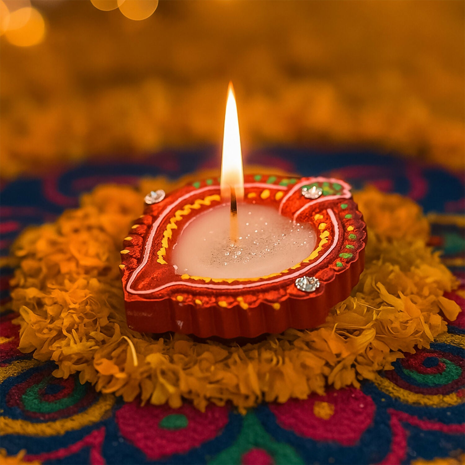 Handcrafted Decorative Wax Diya Set for Diwali & Festivals 6 pcs