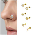 Gold Plated Crystal Flower Labret – Pack of 6 Nosepin Studs