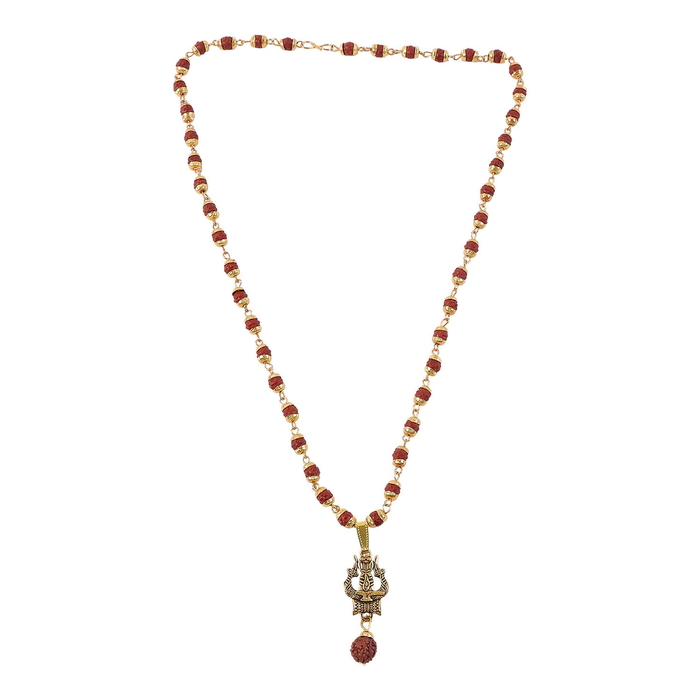 Trishul Shivling Gold Pendant & Rudraksha Mala