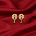 Gold Plated Stud Earrings – Elegant Ruby & Zircon Detail