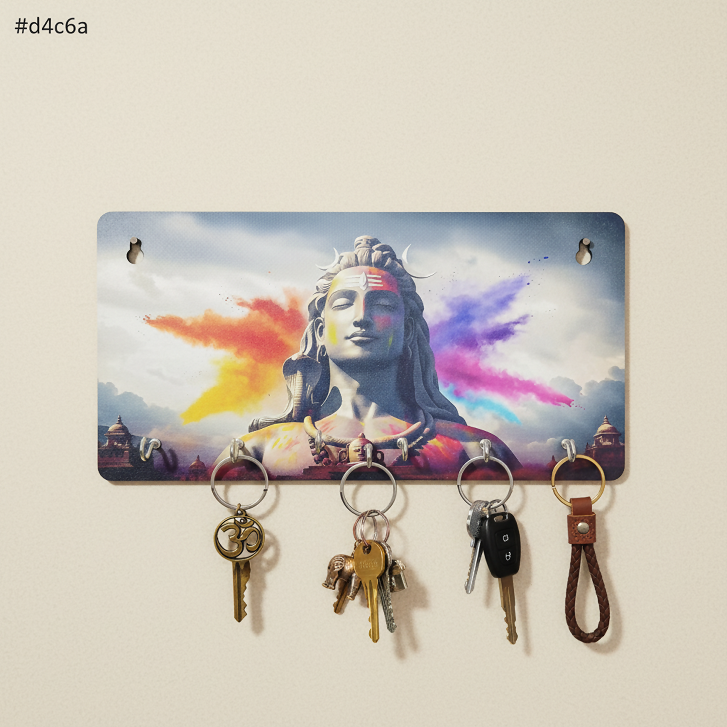 Spiritual Wall Mounted Key Holder with Digital Print Decorative Religious Decor (Mix Design)