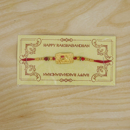 Golden Rectangle Elephant Motif Designer Rakhi for Brothers (5pcs)
