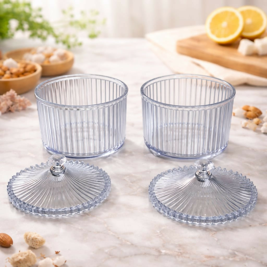 Diamond pattern on clear dry fruit storage jars