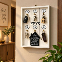 Decorative Wall Key Holder with 6 Hooks, Numbered Home Key Organizer