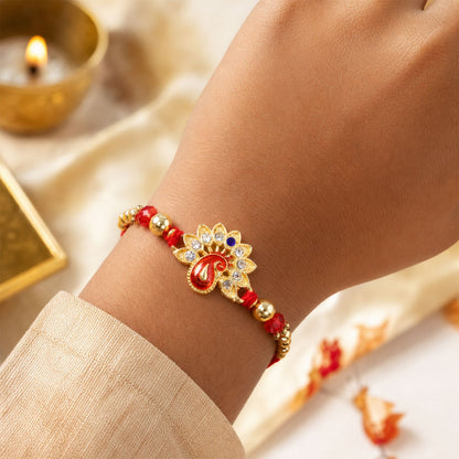 Peacock Motif Rakhi with Stone Beaded Festive Detail (10pcs)