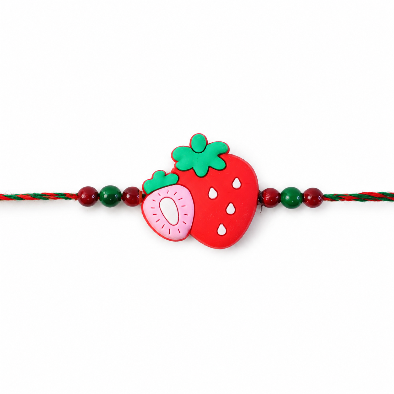 Strawberry Charm Kids Beaded Rakhi for Brother - Festive Design (5pcs)