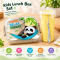 Panda Print Lunch Box with Matching Water Bottle Set for Kids, School & Travel