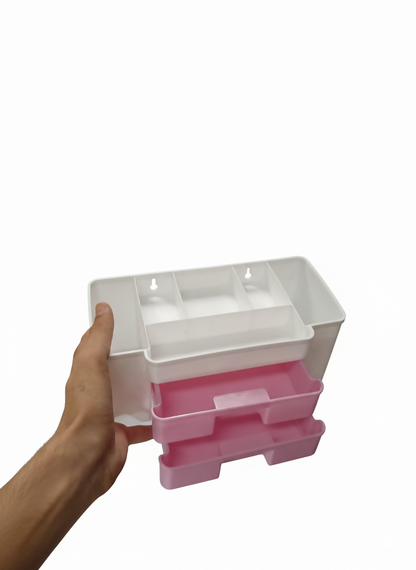 Wall mounted sleek plastic drawer storage box for neat home and office organization