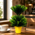 Artificial Mini Pine Plant Decorative Yellow Pot Home Office Table Centerpiece Decor