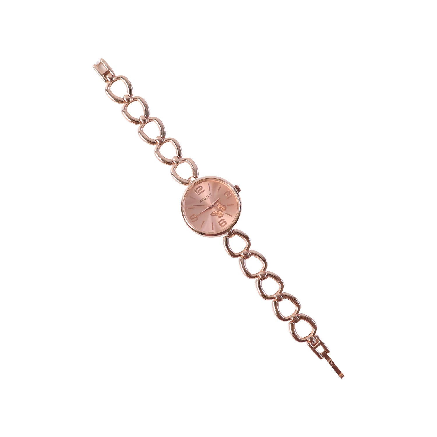 Elegant Rose Gold Chain Strap Women’s Wrist Watch with Butterfly Dial Design