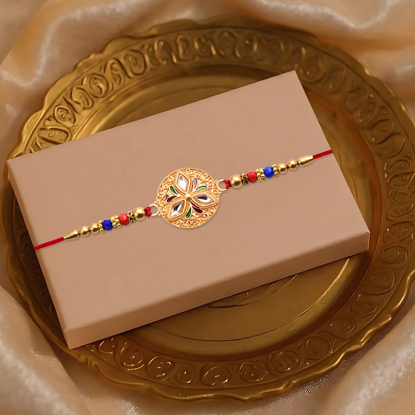 Meenakari Floral Rakhi Elegant Colorful Beads for Raksha Bandhan (10pcs)