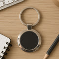 Round Metal Keychain – Durable Chrome Finish with Black Center