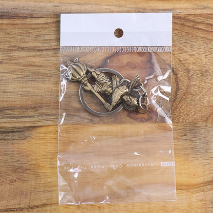 Hanuman Ji With Gada Religious Keychain – Antique Finish Devotional Key Ring