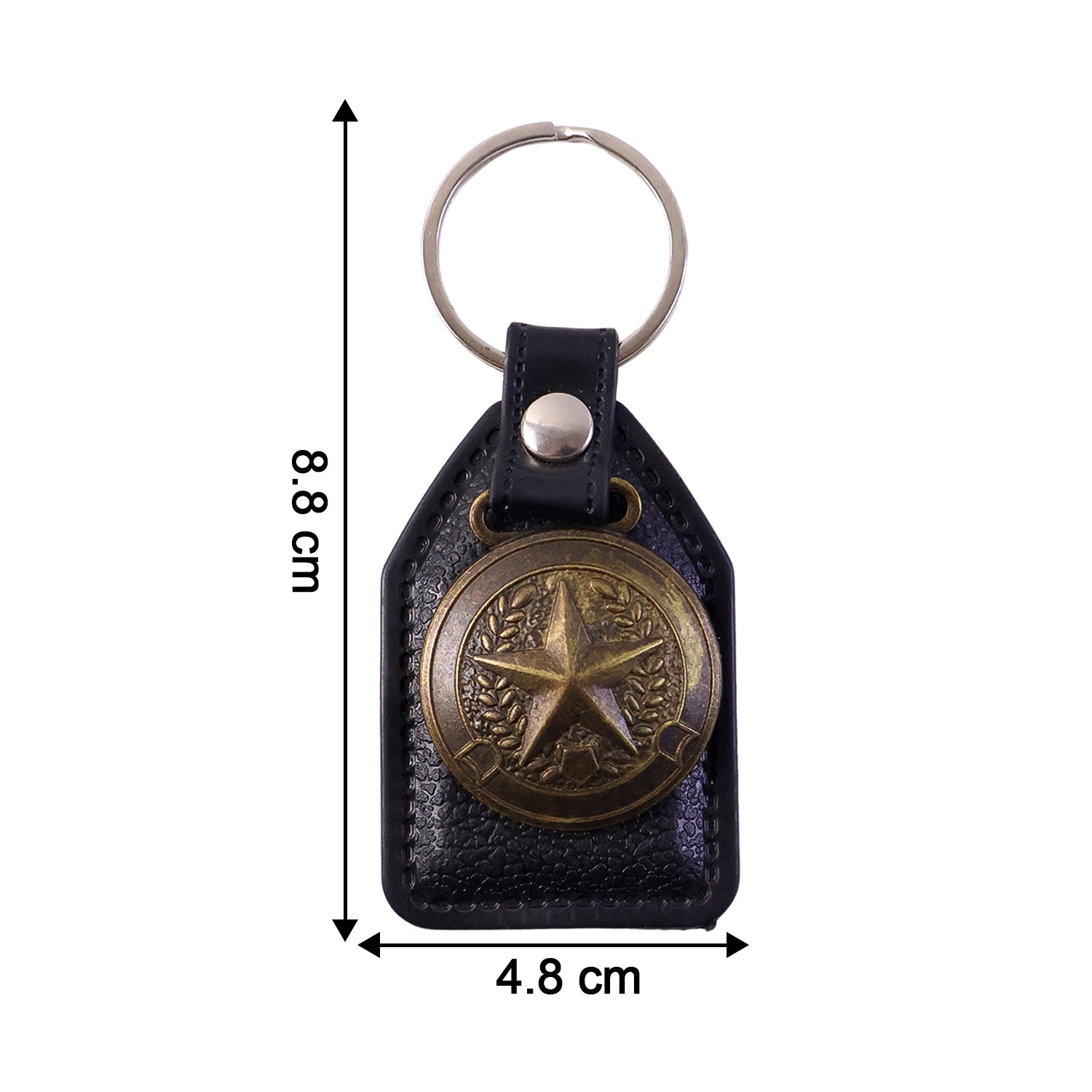 Premium Leather Finish Metal Star Emblem Keychain (1 Pc)