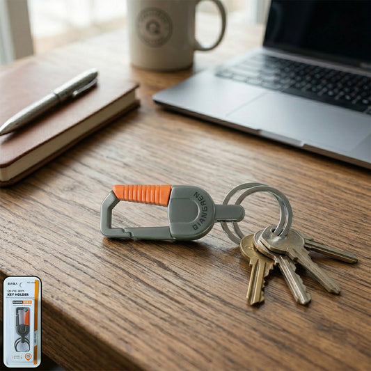 Premium Stylish Metal Key Holder with Safety Lock Clip Keychain (1 Pc)