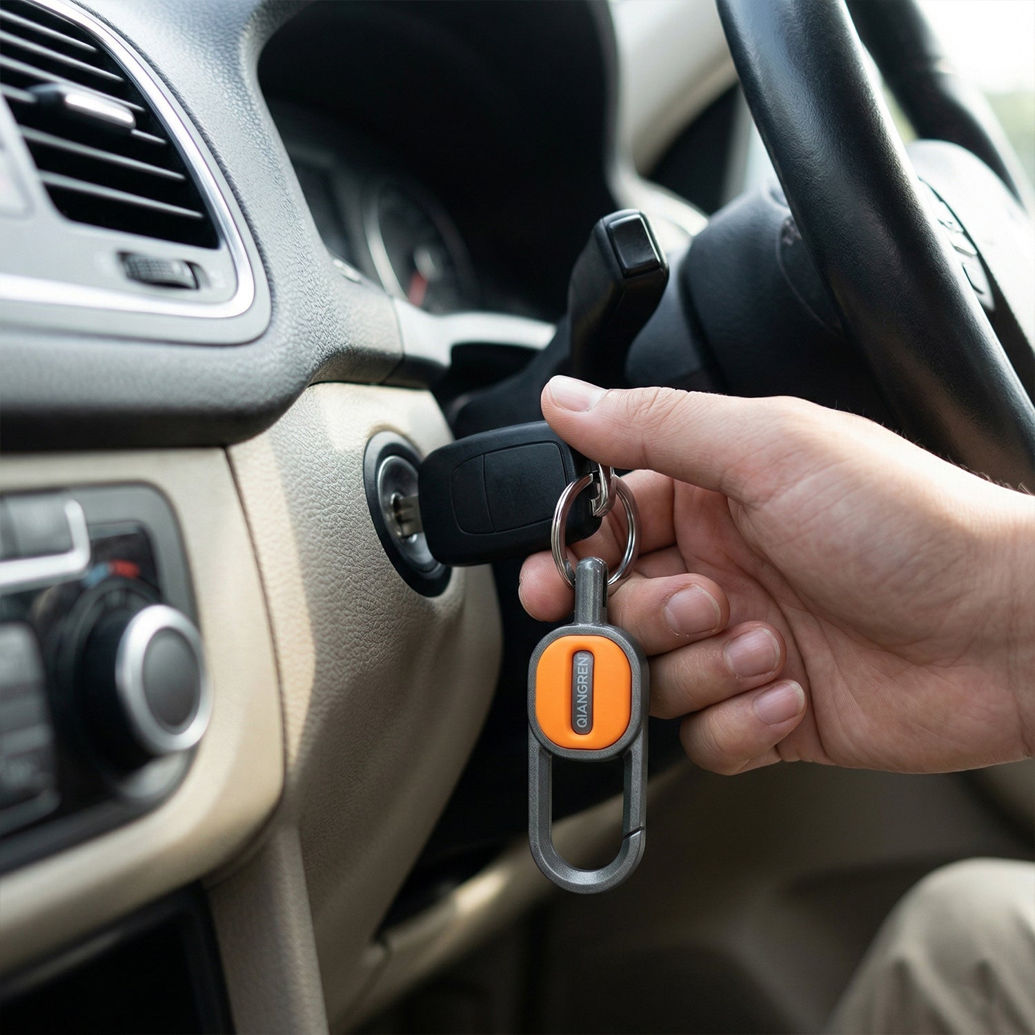 Premium Heavy Duty Push Lock Metal Keychain with Dual Ring (1 Pc)