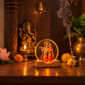 Radha Krishna LED Lamp – Divine Acrylic Decor with Wooden Base
