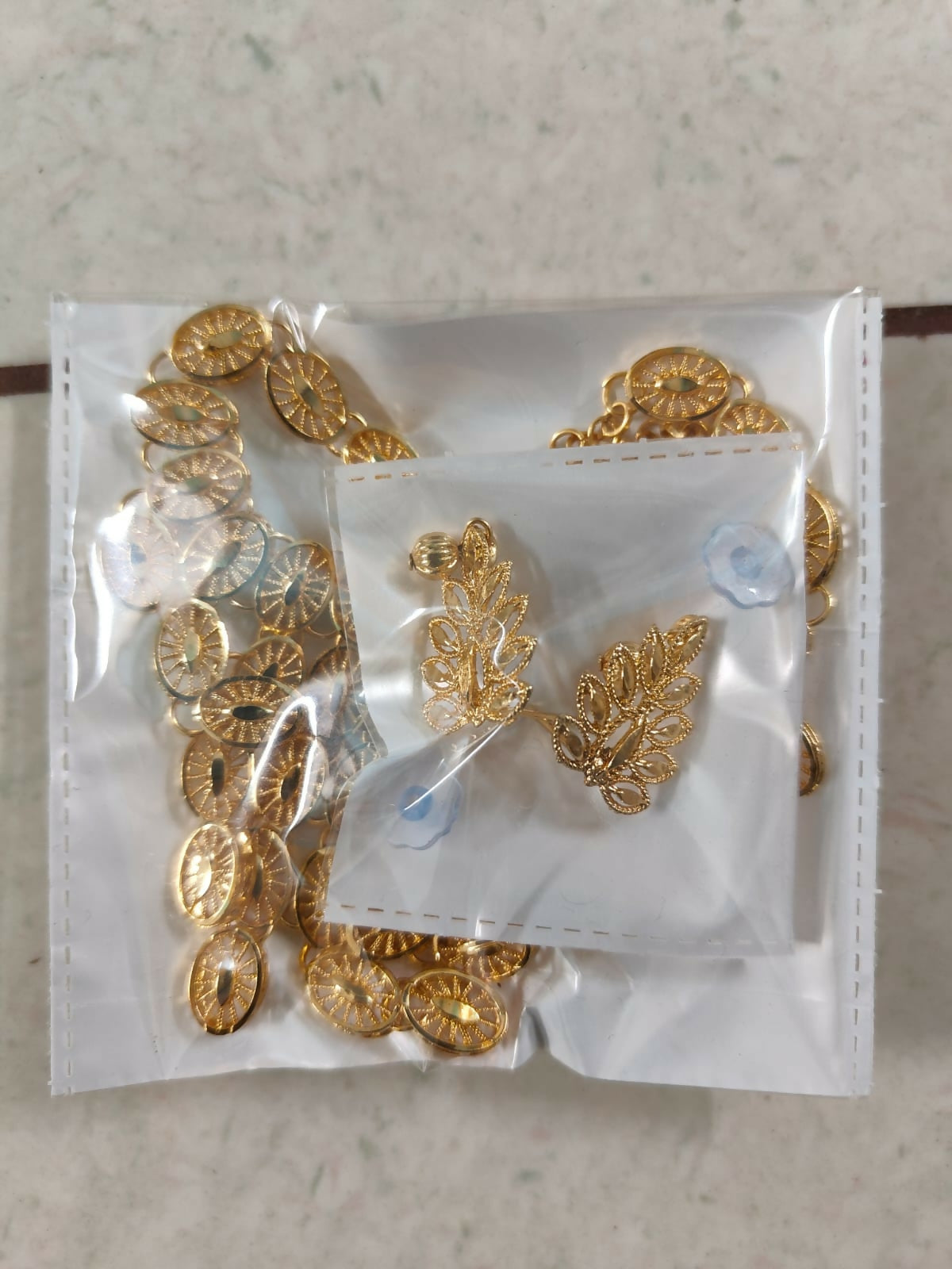 Designer Gold-Plated Filigree Necklace & Earrings Set