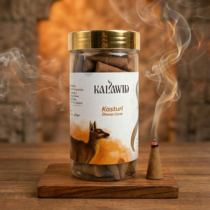 Premium Kasturi Dhoop Cone Jar for Rich Fragrance & Spiritual Ambience (100 Gm)