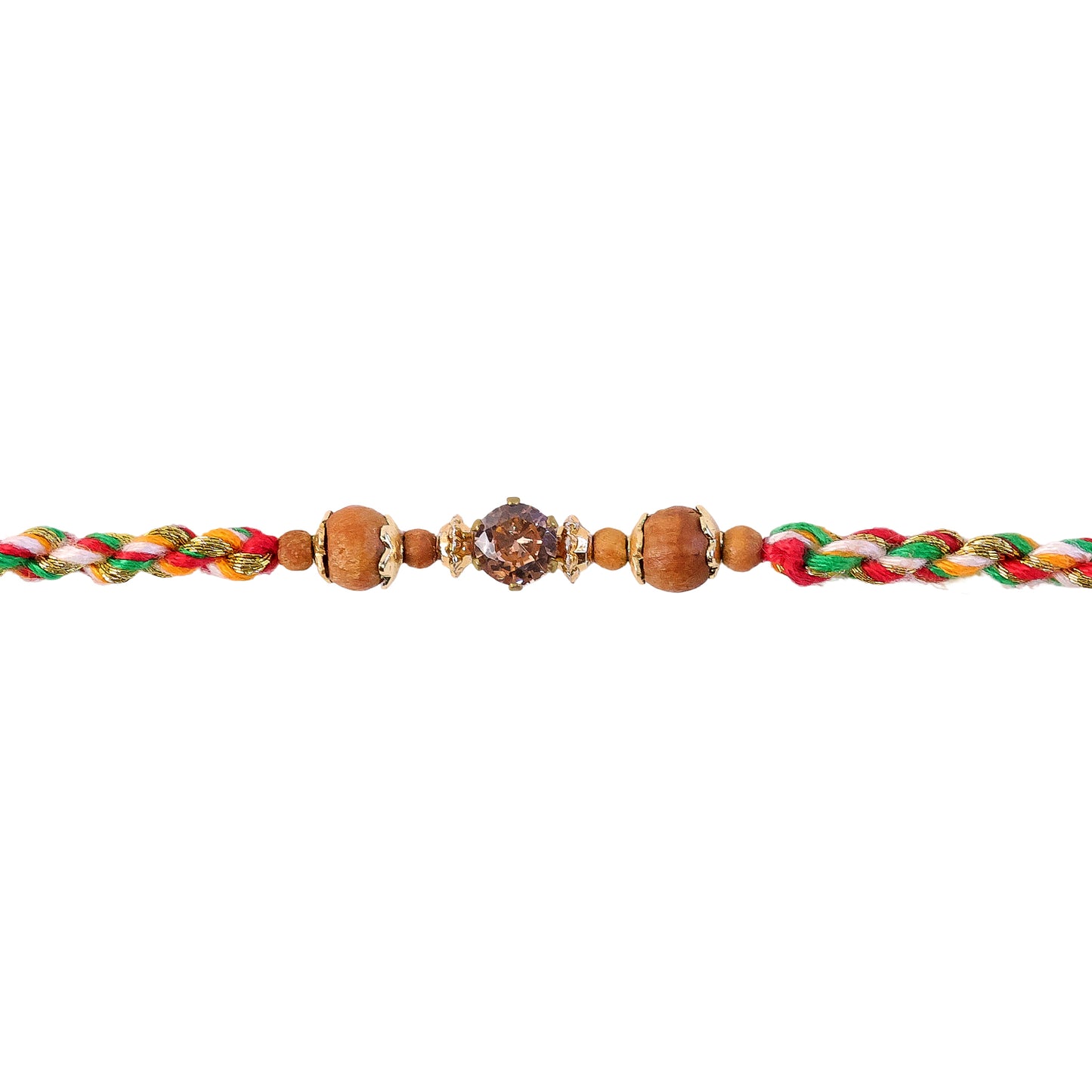 Vibrant Stone Rakhi with Color Beads, Gold Accents and Festive Thread Beauty