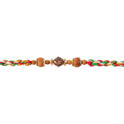 Vibrant Stone Rakhi with Color Beads, Gold Accents and Festive Thread Beauty